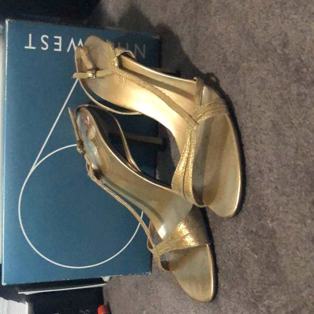 gold strapped heels